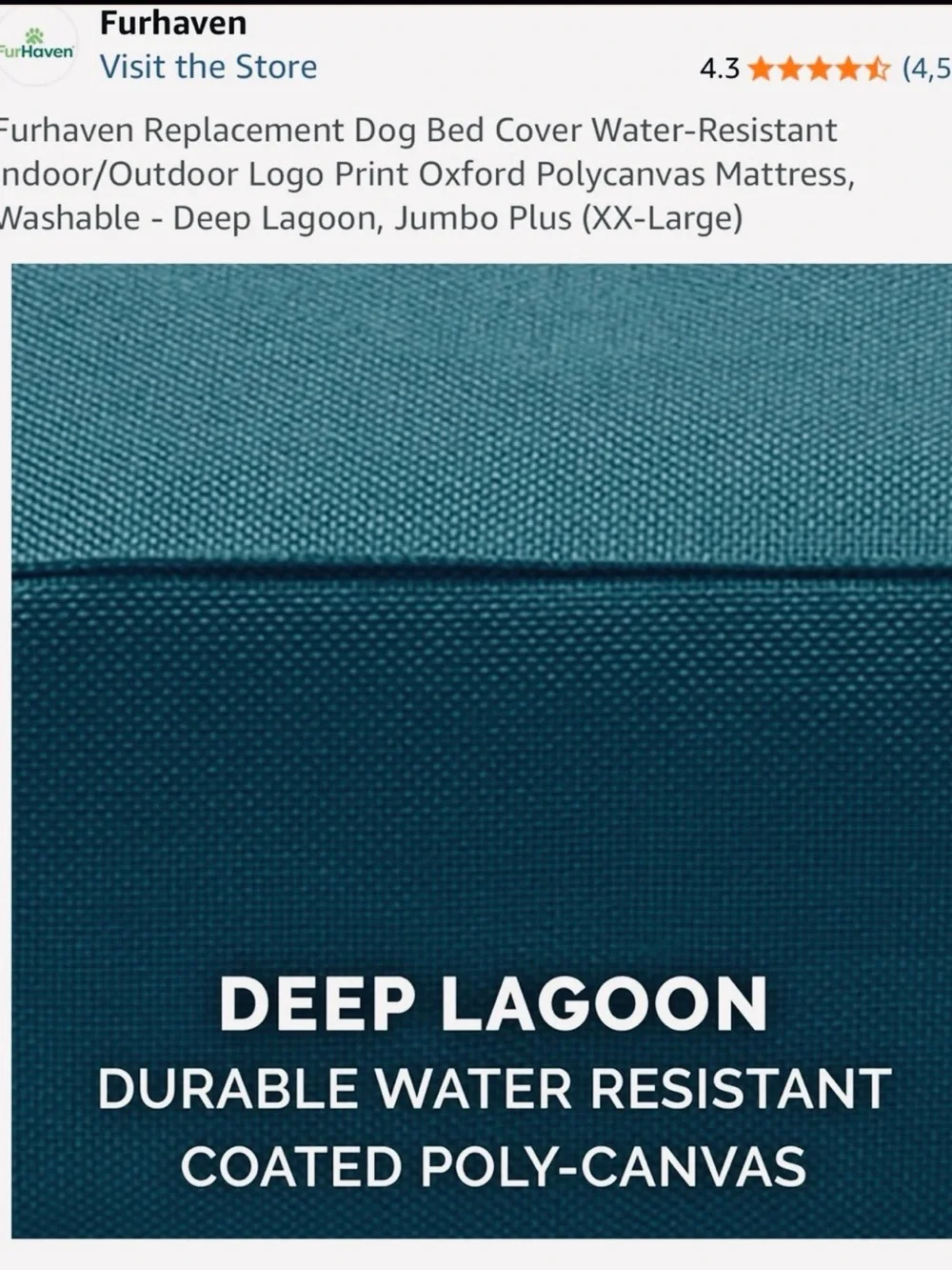 Replacement Dog Bed Cover Indoor Outdoor Water Resistant 53” x 40” Size XXL